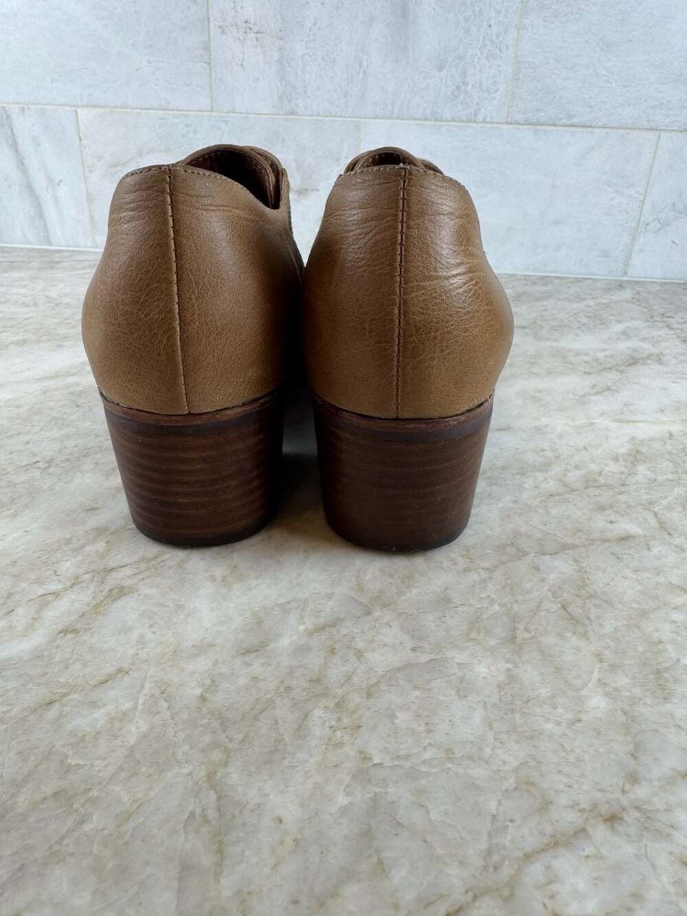Jeffrey Campbell Ibiza Last Brown Leather Brogue Oxford Block Heels Size 8 - Picture 6 of 16